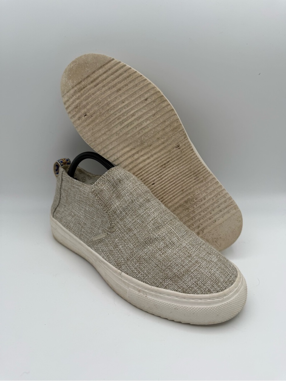 Women's Hey Dude Peyton Linen Beige Casual Comfort Slip-On Shoes Size 10